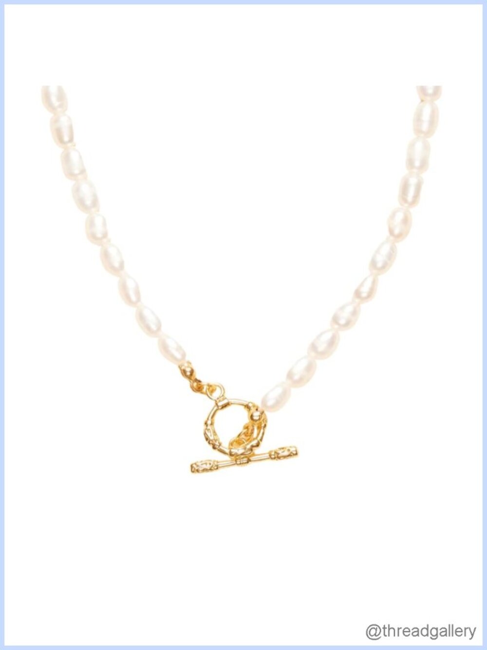 18K Gold Plated Toggle Pearl Chain Necklace Freshwater Pearl 15in Jewelry